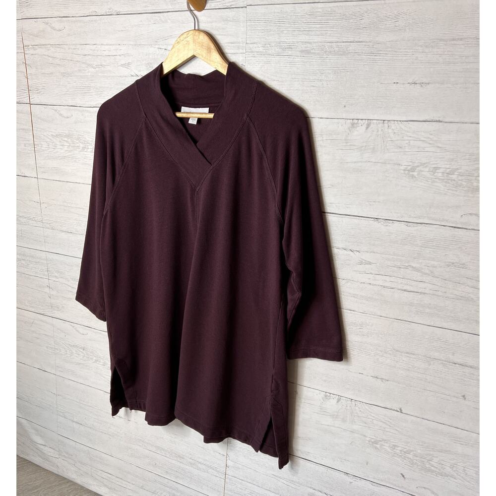 Pure Jill Top Womens Size Medium Dark Wine Affinity French Terry Long Sleeve - Picture 4 of 14